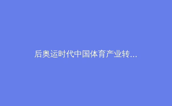 后奥运时代中国体育产业转型之路：从金牌战略到全民健康的范式转变 - 2